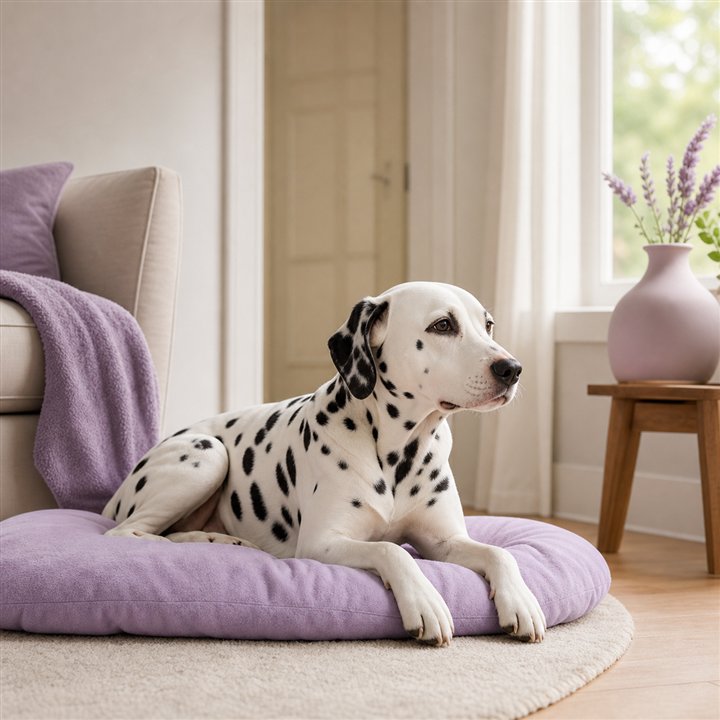 Dalmatian resting calmly at home